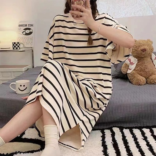 Women's Summer Loose Plus-Size Short-Sleeve Cartoon-Patterned Cute Teenage Student-Style Thin Pajamas for Home Wear—Internet-Famous Look