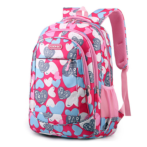 Cross-border student schoolbags for boys and girls, love printed student backpacks, children's backpacks for grades 1-6, wholesale