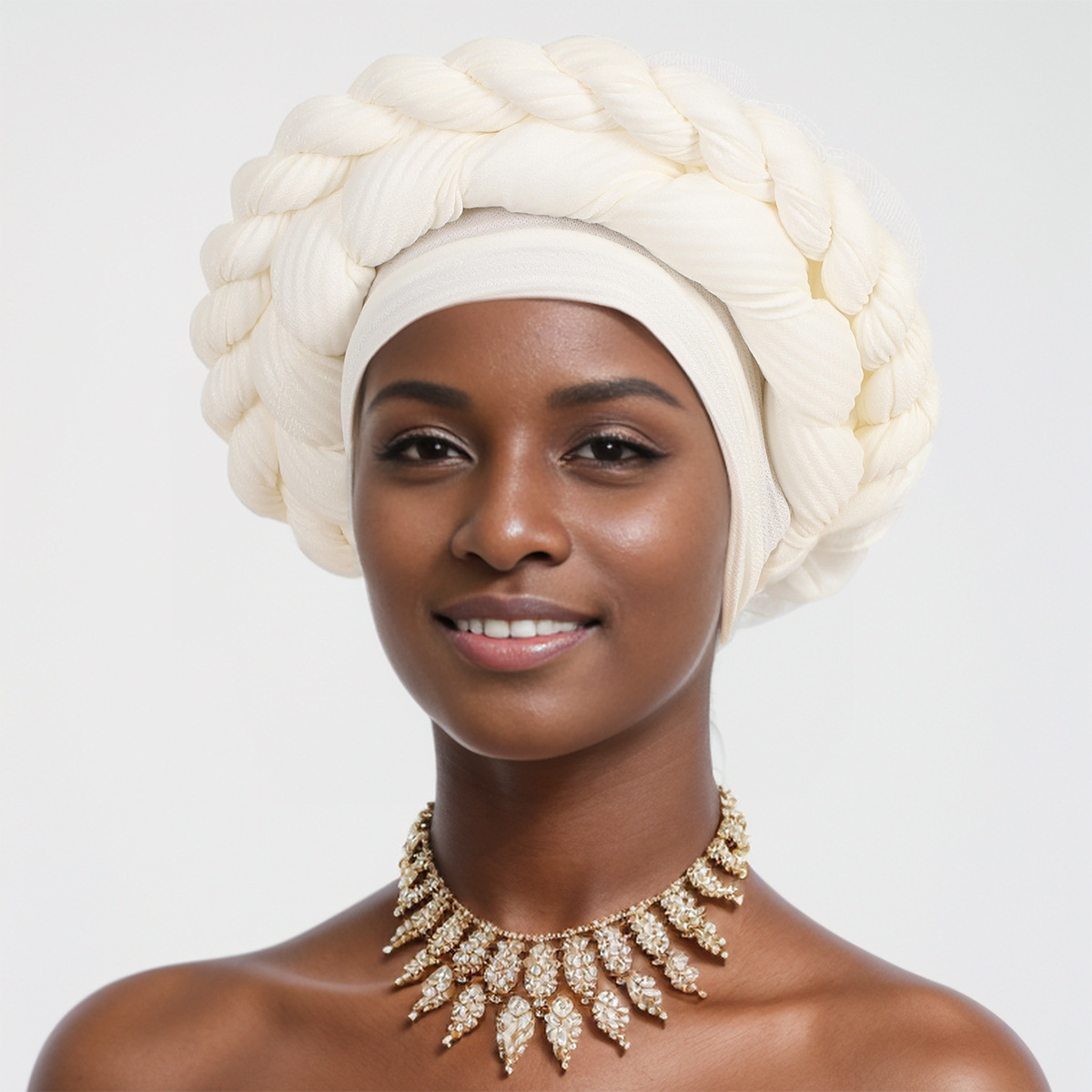 Muslim hat Linen crepe hand-woven double twist hat African hat headscarf_viptrois.com