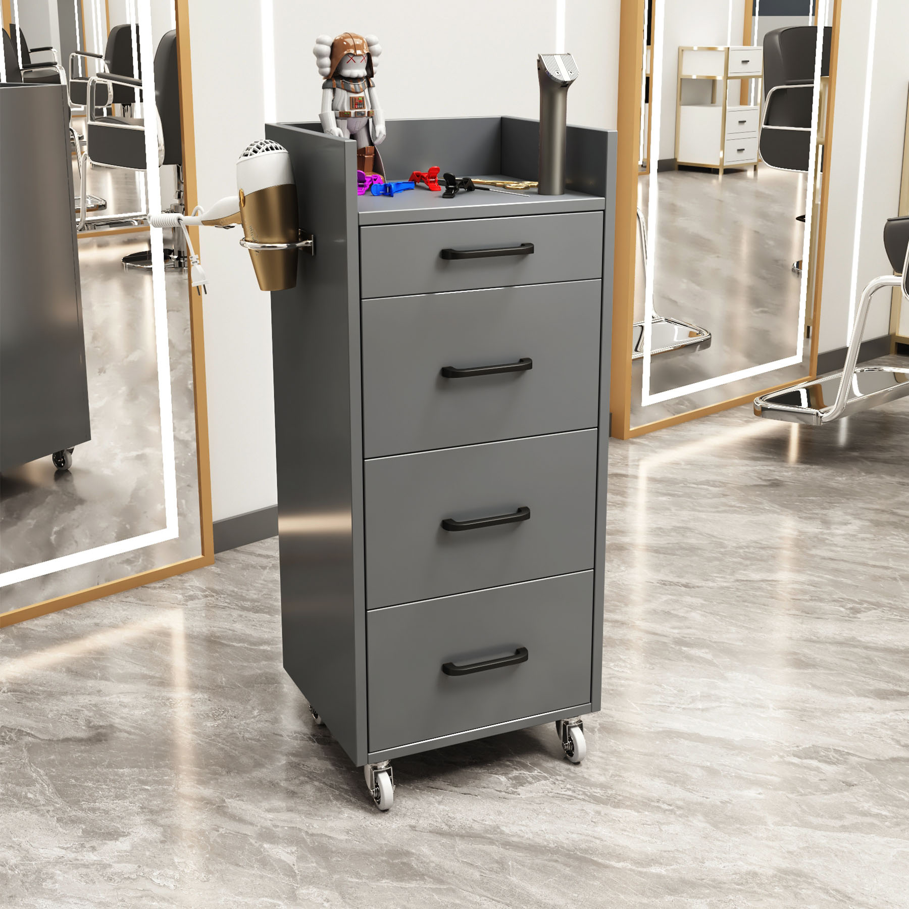 Nuevo gabinete de herramientas de peluquería de alta calidad gabinete de salón de peluquería carro móvil sin instalación móvil gabinete de herramientas de almacenamiento de madera sólida