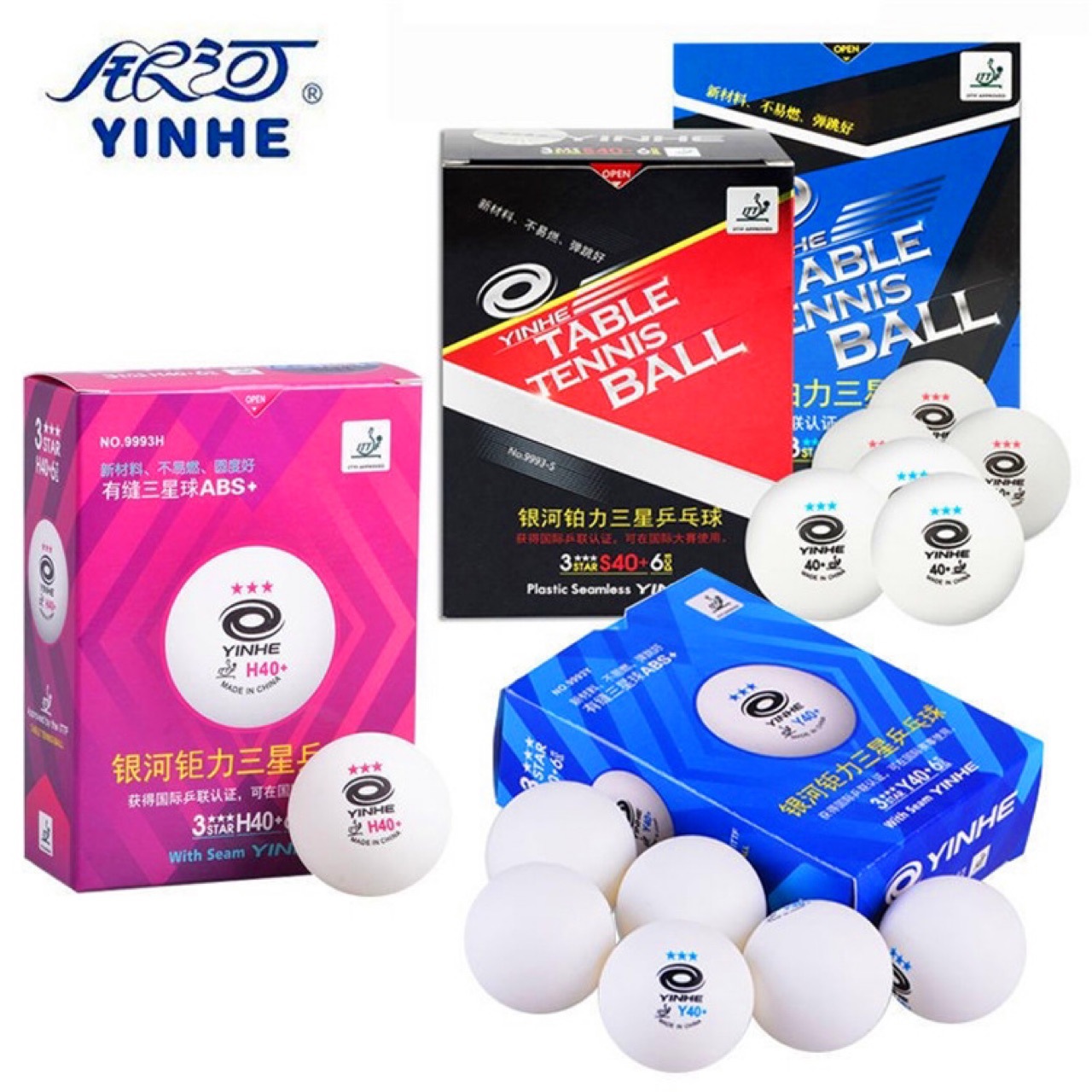 Wholesale Galaxy Platinum Blue Samsung ball S40 + table tennis training Competition 3 star seamless durable table tennis