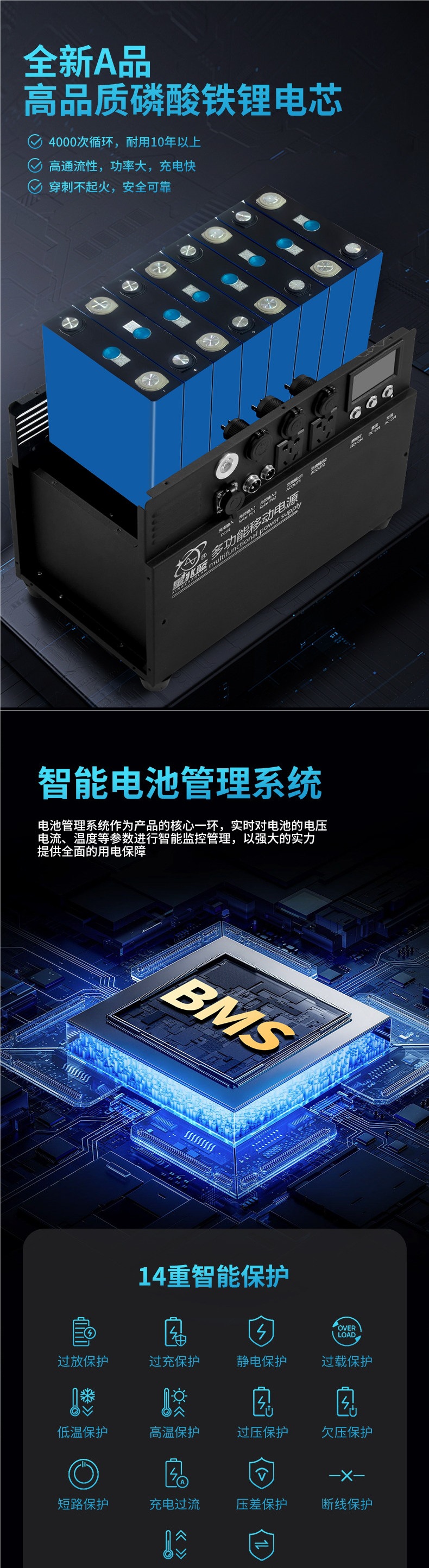 Xingzhao Blue Outdoor Mobile Power Supply 220v Portable Battery for Road Trips, Large Capacity for Car Camping and Emergency Use