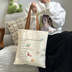 キャンバスバッグ シンプル キャンバスバッグ 文学的でかわいい 家庭教師 ニッチ 家庭教師 大学生 ハンドバッグ イン 韓国風 かわいい