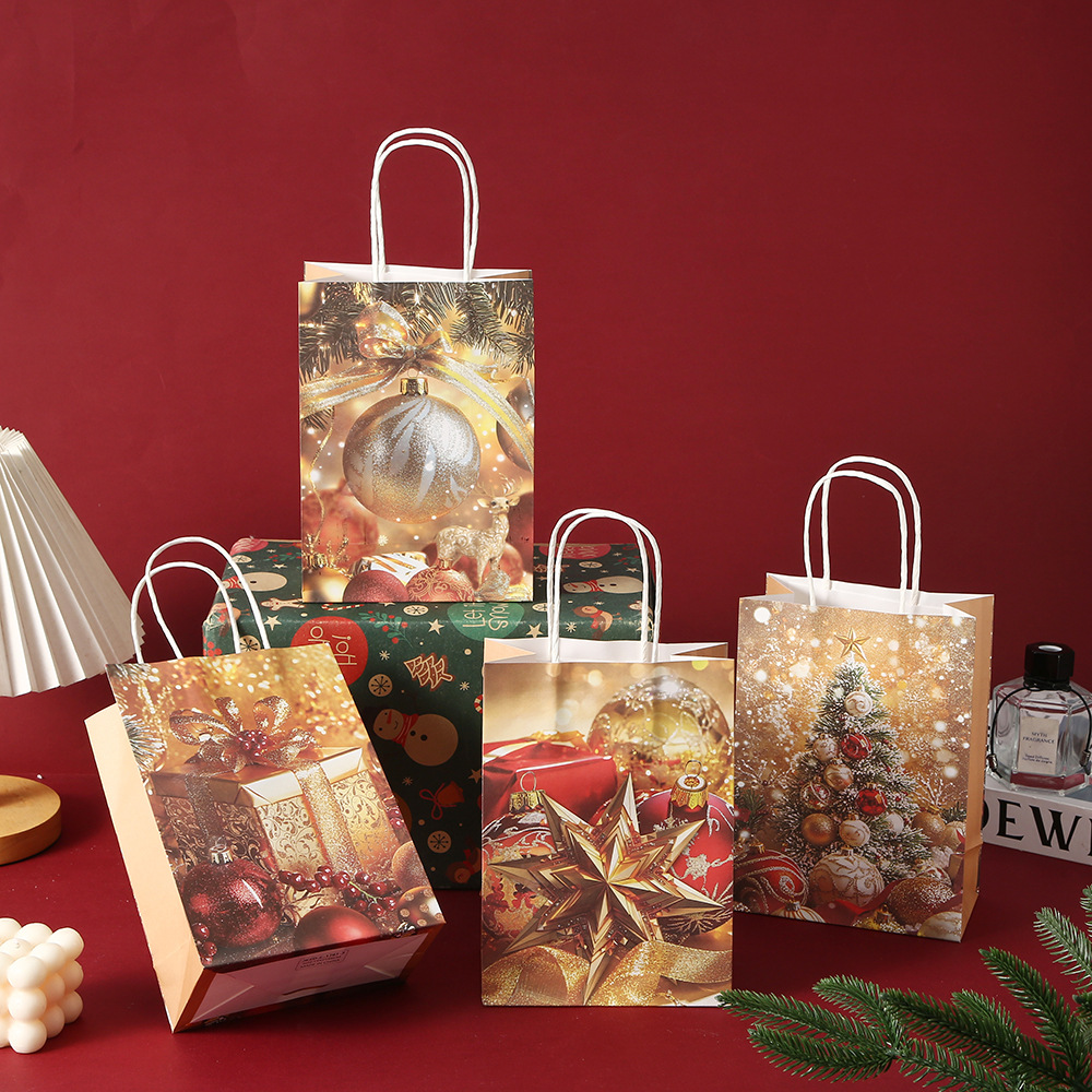 Bolsas de impresión de Navidad, bolsas de papel kraft engrosadas, bolsas de regalo, bolsas de papel, bolsas de regalo, bolsas de dulces