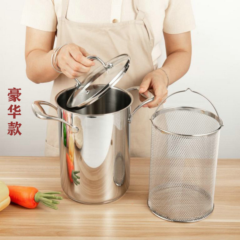 特許製品 304 ステンレス鋼フライヤー電磁調理器深めのスープポットアスパラガスポット煮込み肉ポットクロスボーダーに適しています|undefined