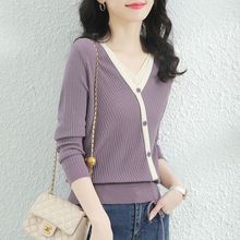 白枕鹤假两件领上衣女春秋季新款套头长袖气质绑带打底针织衫薄