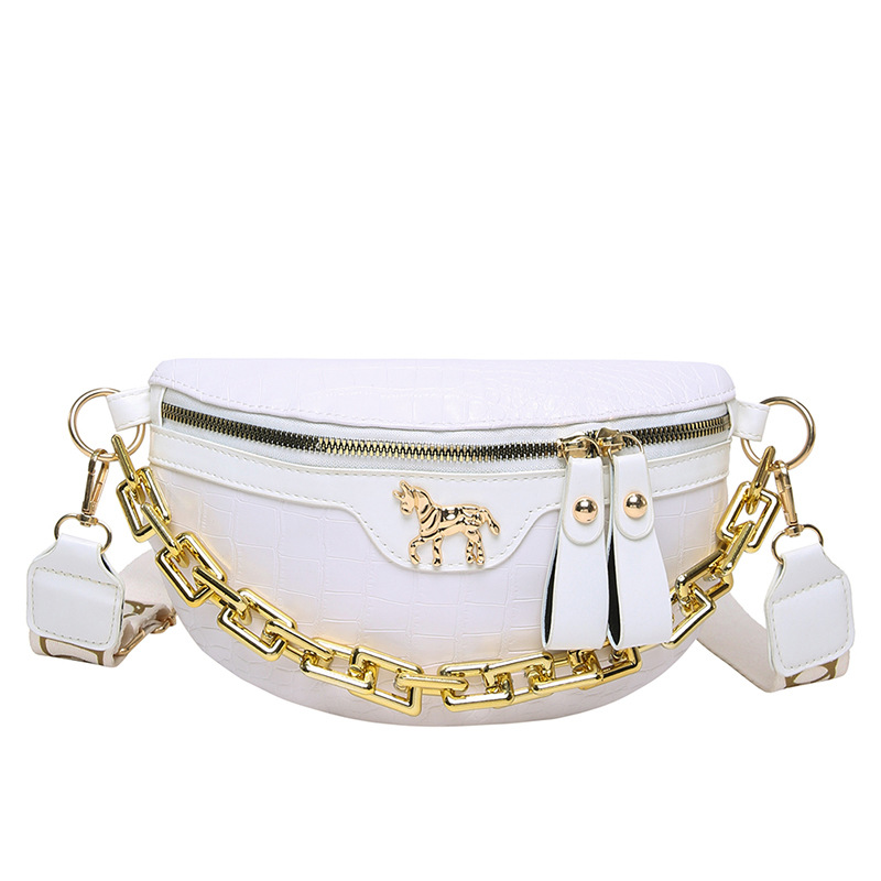 Bolso de pecho para mujer elegante y simple, bolso de hombro de cadena de estilo occidental de moda 2025 primavera nuevo bolso de color sólido