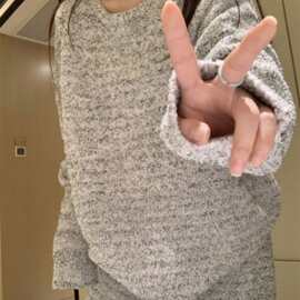 特大码300斤韩国半边绒睡衣女秋冬季加厚长袖圆领家居服套装冬天