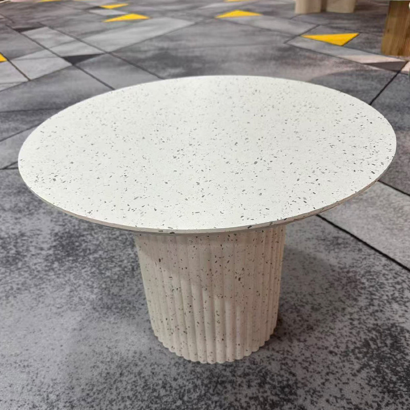 现代简约小户型餐桌罗马柱单脚奶油风茶几侘寂风创意圆形饭桌|undefined