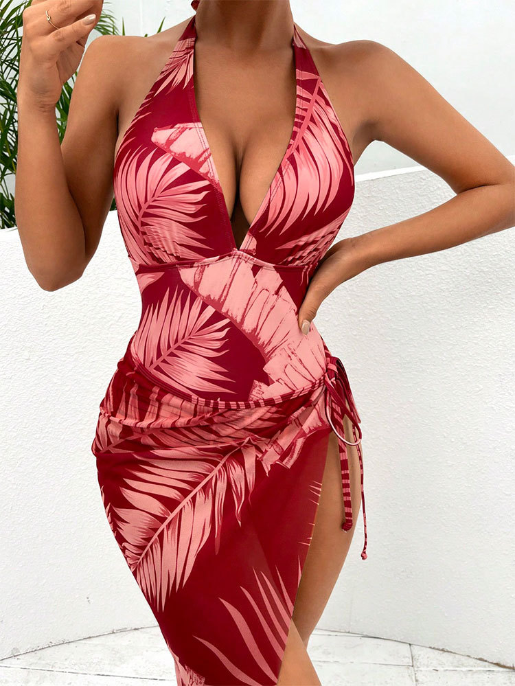 Women's Beach Leaves 3 Piece Set One Piece display picture 1