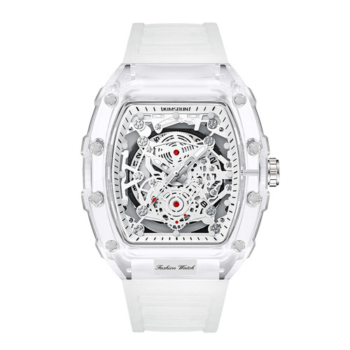 Foreign trade cross-border watch personalized barrel-shaped quartz watch fashionable transparent men's watch wholesale waterproof watch