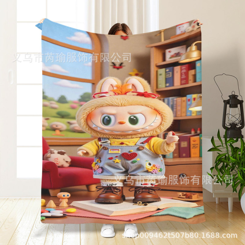 ラブブプリントフランネルブランケット エアコンブランケット 小さなブランケット ワンピース両面フランネルブランケット 小さなカバーブランケット|undefined
