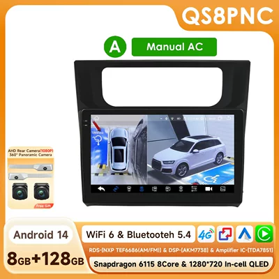 DVD Navigation Suitable for Volkswagen Caddy - with-360-camera-8128g-wifi4g-lte-version-6115-carplay-eight-core-10inch-suitable-for-volkswagen-caddy-2015-2018-manual-air-conditioner