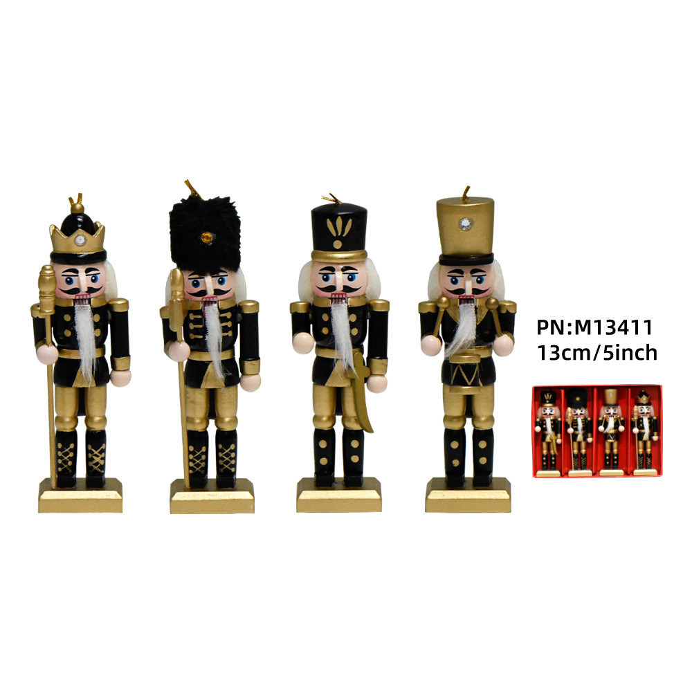 Tráfico fronterizo de madera cascanueces soldados adornos 13cm set tetra dopamina colgante árbol de Navidad hogar marionetas rey