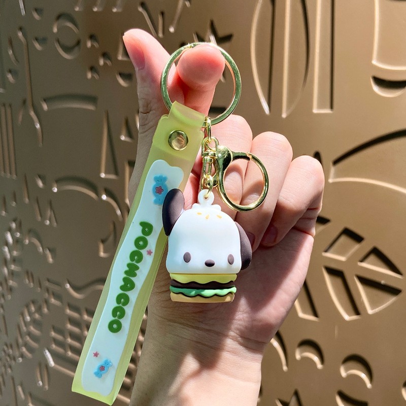 Llavero de dibujos animados de Sanrio con diseño de perro de orejas grandes, colgante, adorno de llavero de Kuromi, artículos pequeños, pequeño regalo