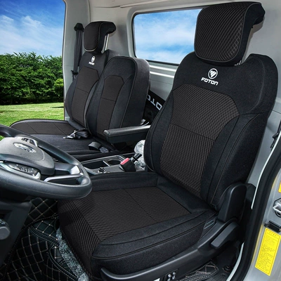 Foton Truck Aoling Express: Modelə uyğun (Original) oturacaq örtükləri - all-linen-black-driver-and-passenger-seats-a-set-of-three-seats-remark-vehicle-model
