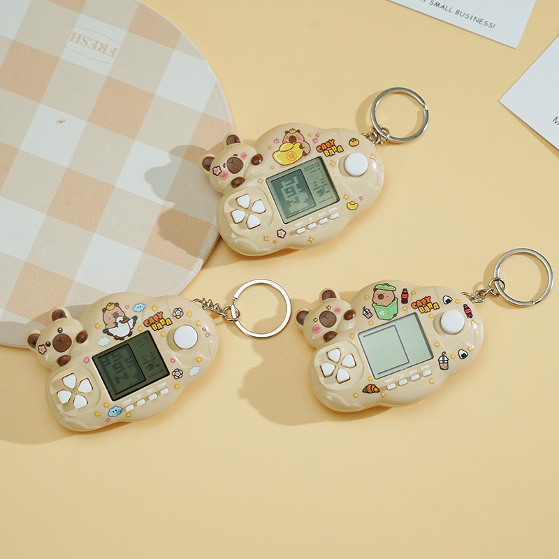 Handheld Mini Video Game Console Classic Tetris Capybara Keychain Bag Cute Creative Small Pendant