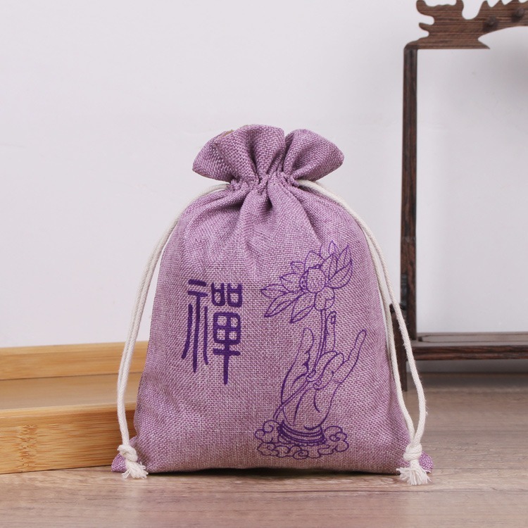 蓮の花リネン巾着ポケット、ジュエリーバッグ、ジュエリー包装と収納、リネンバッグ、小さな布バッグ|undefined