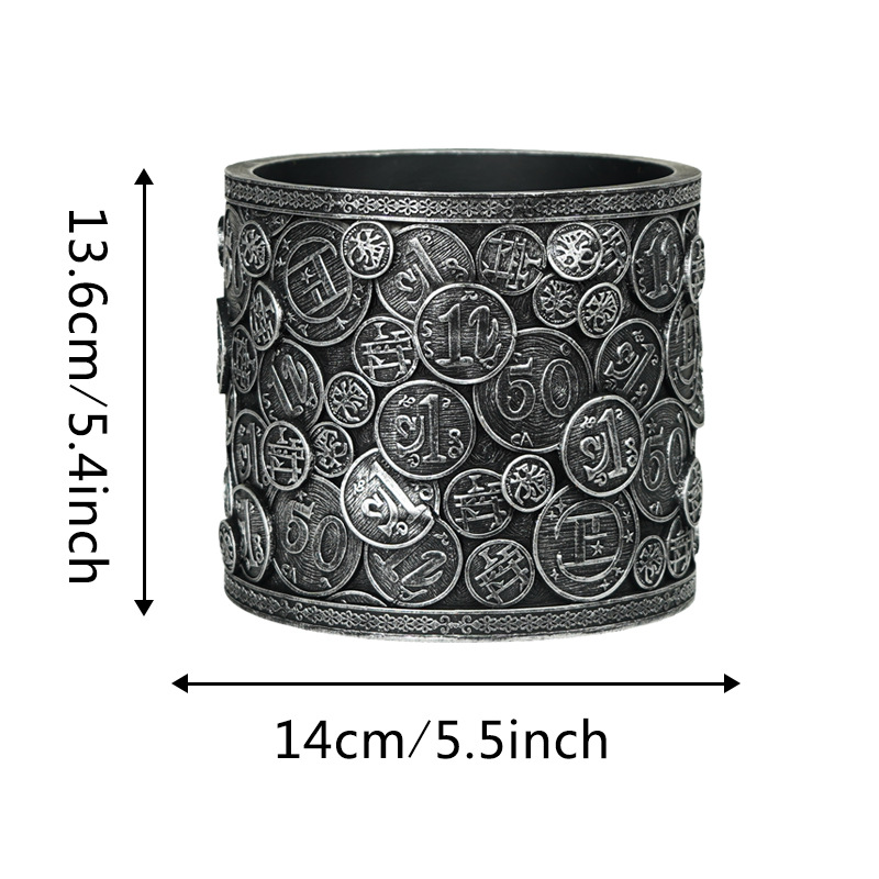 Overseas Hot-Selling Creative Money-Making Coins Resin Flower Pots Home Desktop Gardening Courtyard Flower Pots Retro Planting Containers