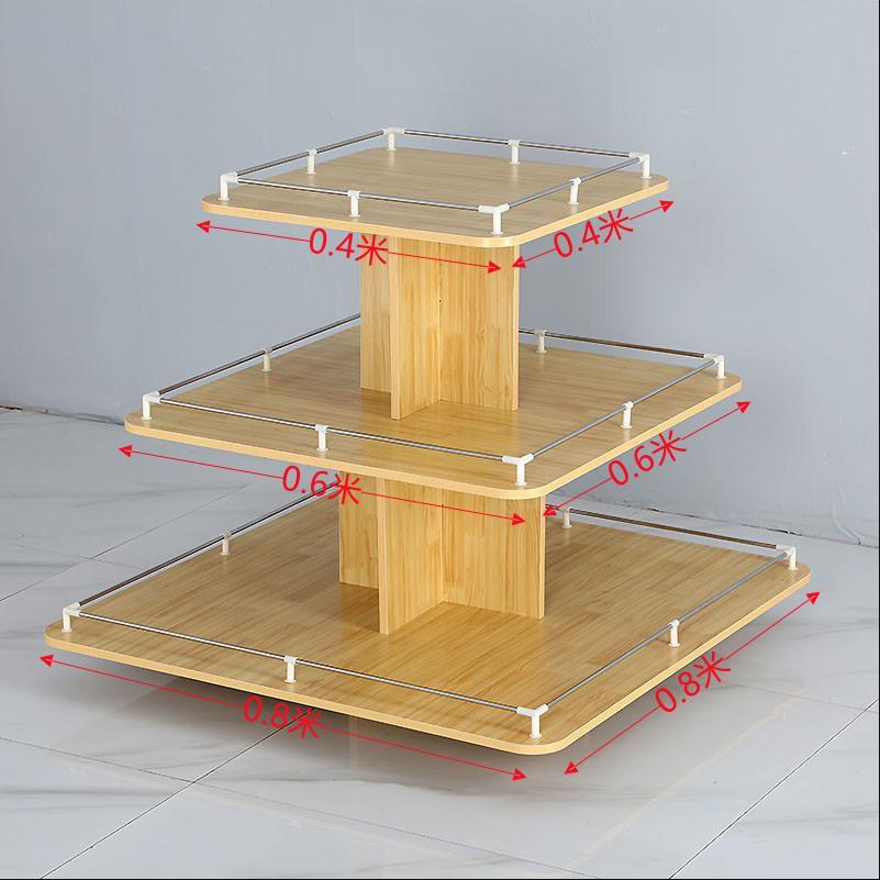 木质长方形中岛零食母婴玩具化妆品展示陈列货架礼品柜圆形展示架