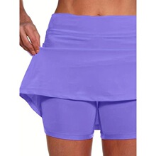 W 96200 Solid Color Mid Waist Skorts ��ɫ����ȹ�� ŷ���羳��