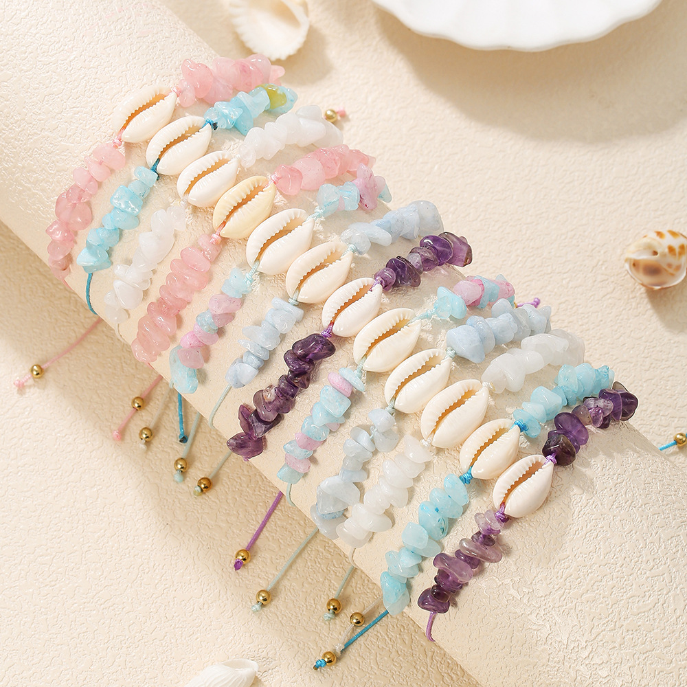 Shell Bracelet Niche High-End Hand-Woven Bohemian Starfish Bracelet Braided Rope Set Stacked Bracelet for Women