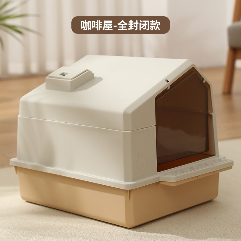 Gran caja de arena para gatos completamente cerrada extraíble gato perro inodoro con puerta mascota gato inodoro suministros para mascotas
