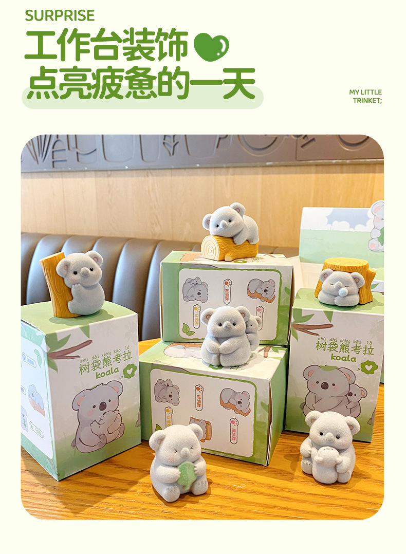 Baimao Original Cute Koala Flocking Series Creative Car Dashboard Ornaments Home Desktop Decorations