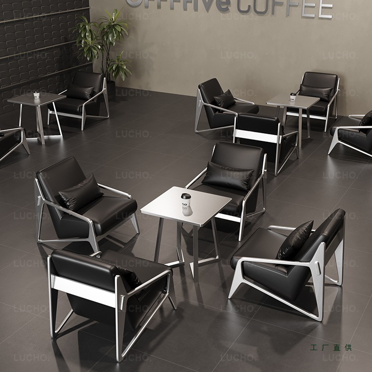 工业风咖啡厅桌椅酒吧清吧小酒馆不锈钢卡座音乐餐吧烧烤吧沙发椅