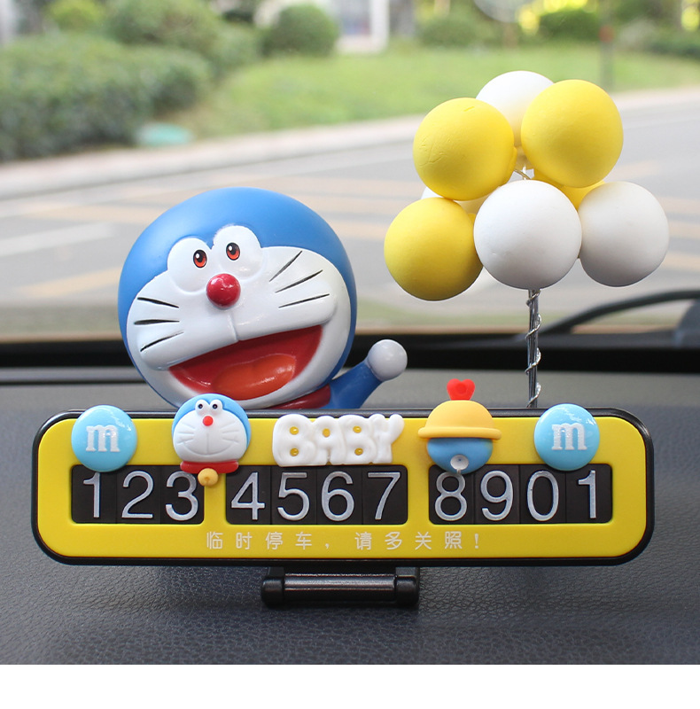 Car temporary parking number plate, cute internet-famous doll, car relocation phone number sign, car interior decoration, car relocation ornament
