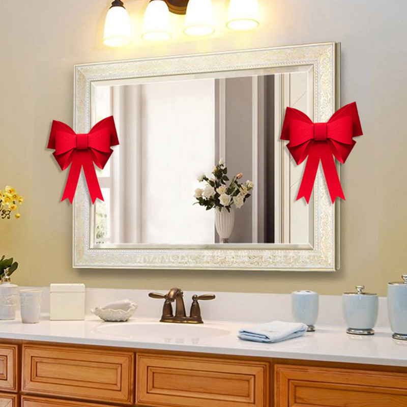 Wedding furniture fridge sticker with auspicious character, small bow decoration, non-woven fabric auspicious character sticker, staircase wedding room decoration supplies