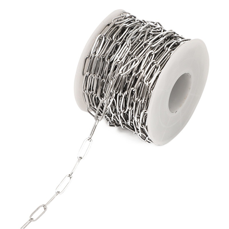 Vacío galvanoplastia 18K oro Acero inoxidable aplanamiento martillo largo Cruz soldadura boca Oval cadena multi-especificación DIY joyería cadena