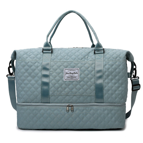 Fashion Short Trip Travel Lattice Wet and Dry Separation Sports Handbag Yoga Fitness Bag Large Capacity Shoe Storage Travel Bag