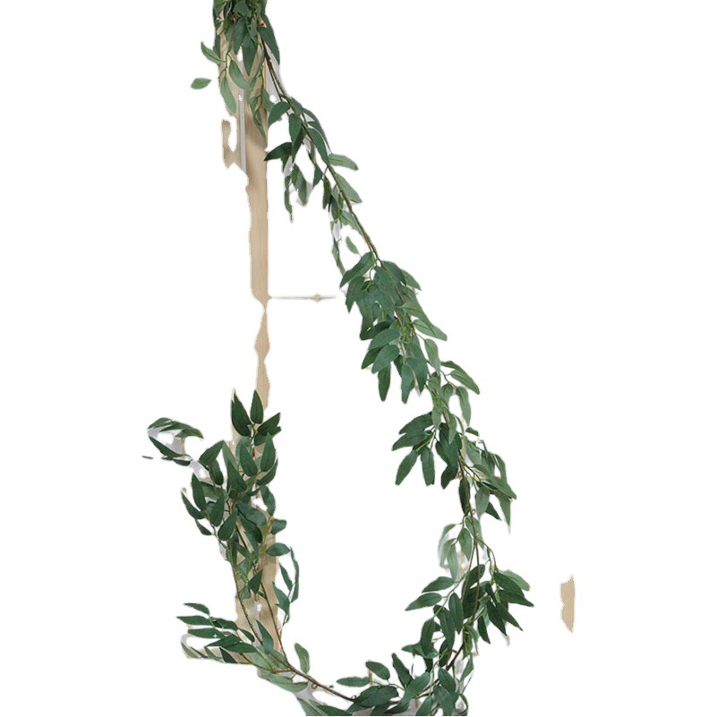 Hojas de sauce, ramas de sauce, tubos envueltos con plantas verdes, decoración del hogar, enredaderas verdes, flores artificiales, flores artificiales al por mayor.