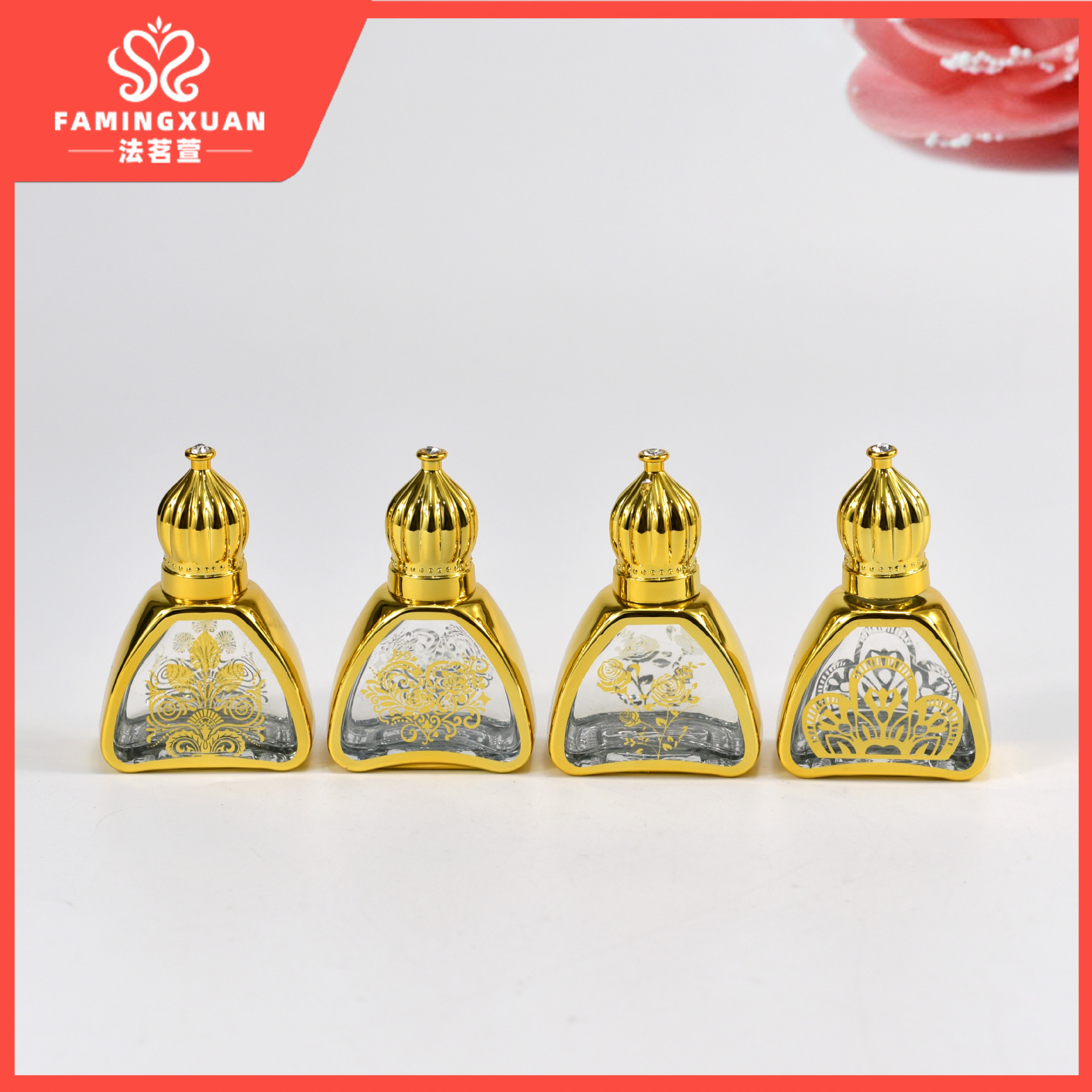 Faimingxuan botella de perfume sub-embalaje botella vacía a granel perfume botella vacía 12ML dorado bola de cristal perfume botella vacía