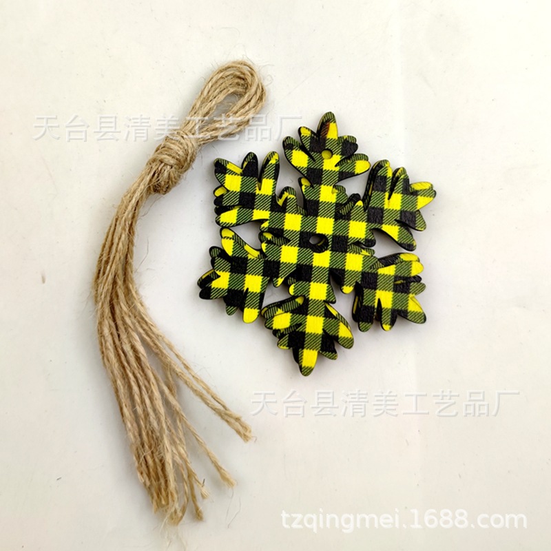 33 cuadros amarillos y negros serie navideña piezas de madera colgante de decoración navideña se pueden combinar libremente 10 piezas en un paquete