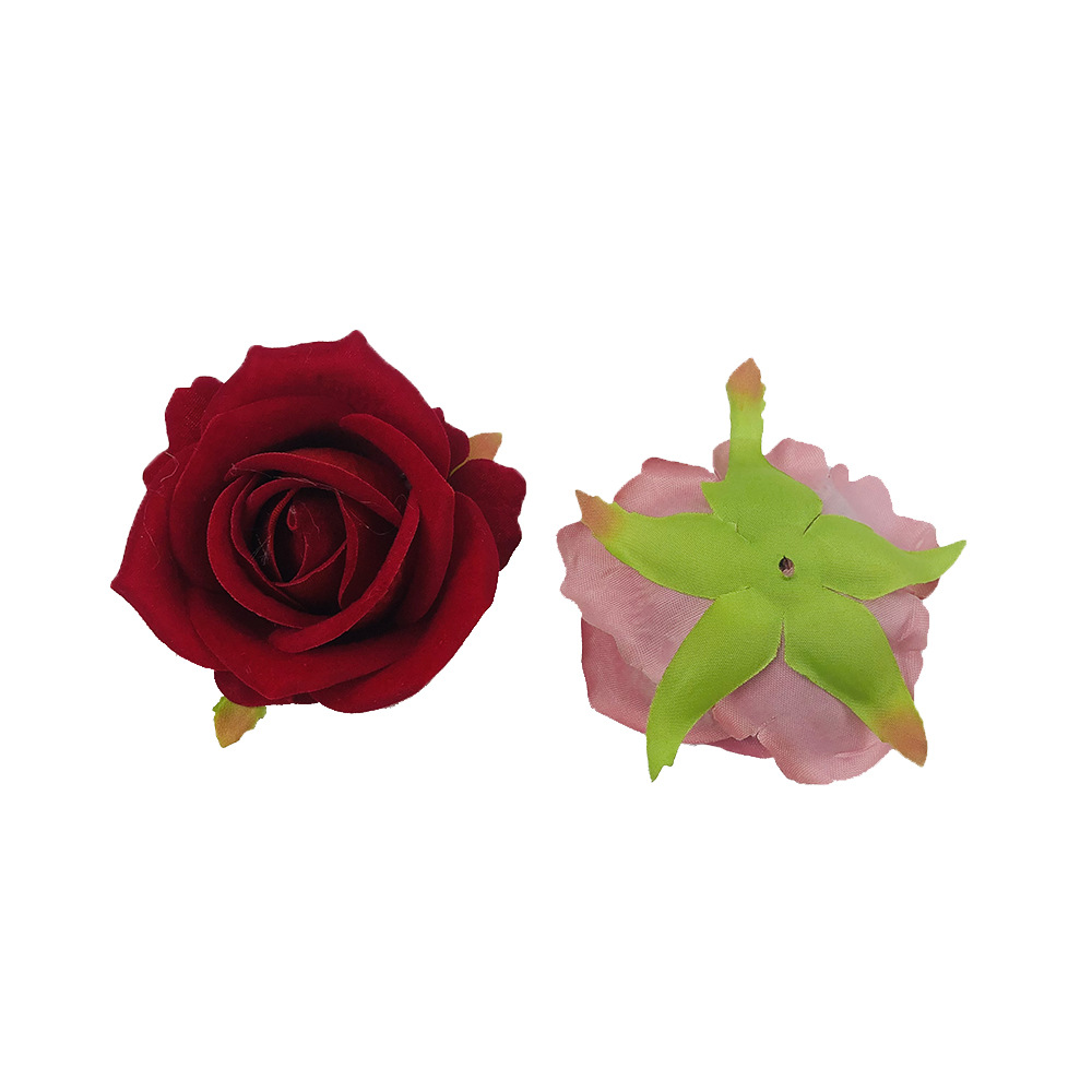 Simulación mini tela de terciopelo de diámetro de 7cm de rosa de alta simulación de cabeza de flor flor flor de pared flor de muñeca flor