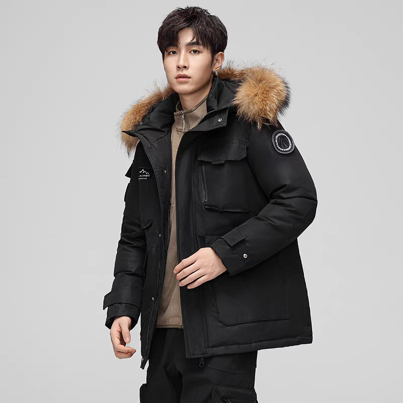 Men's Down Jacket With Fur Collar Unisex Outdoor Duck Jacket_voghion.com