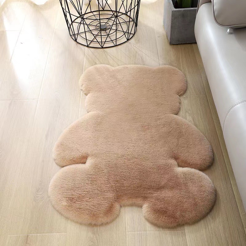 跨境儿童房兔毛地垫沙发客厅兔毛地毯飘窗仿兔毛小熊地毯
