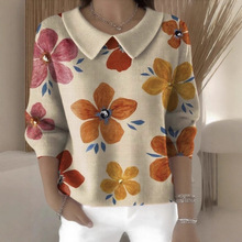 2025秋冬季新款欧美跨境外贸女装翻领纯色V领长袖宽松休闲舒适上