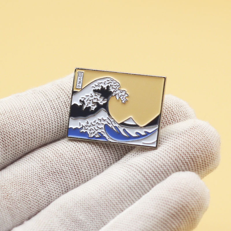 Kanagawa surf insignia de metal ola arte broche japonés simple dibujos animados pin hombres y mujeres Comercio exterior Venta caliente