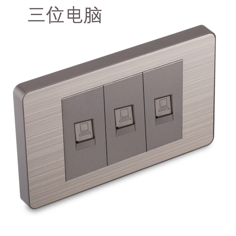 15A panel de metal de acero inoxidable gris dibujado tres agujeros Taiwan fabricado en Estados Unidos enchufe de pared conmutador suministro directo