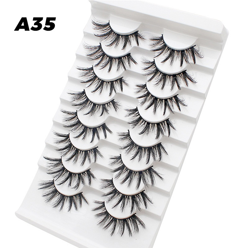 DINGSEN fuente transfronteriza fábrica pestañas falsas 8 pares de pestañas naturales gruesas de gran volumen LOGO