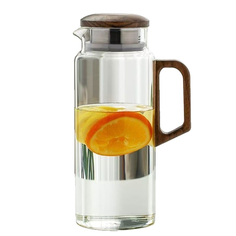 Hervidor de agua fría chino de madera de vidrio doméstico hervidor de agua fría taza de agua resistente a altas temperaturas hervidor de té conjunto refrigerador frío