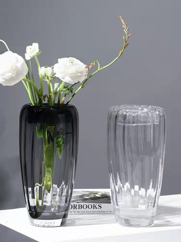 Modern Minimalist Geometric Glass Vase, Furniture Illustration Glass Tableware Decorative Accent Creative Transparent Vase