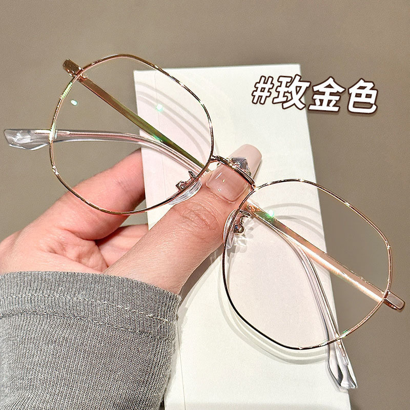 2024新型超軽学生文芸冷銀眼鏡フレーム女性は度数楕円素顔百合平光鏡を配合できる|undefined