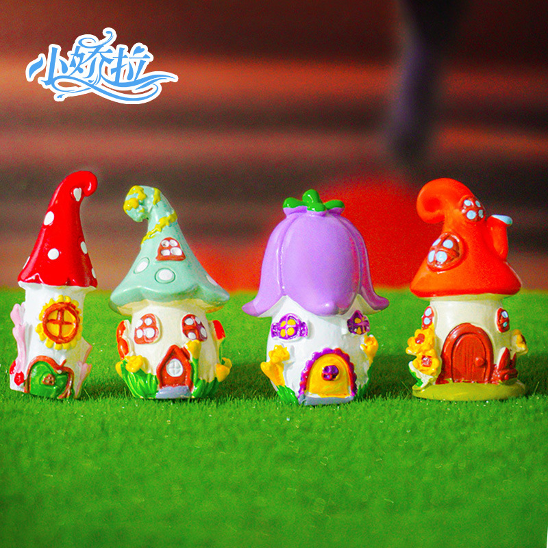 Explosiva decoración de pastel de escritorio de micro paisaje decoración de paisaje de pecera pequeño castillo fábrica de resina creativa al por mayor