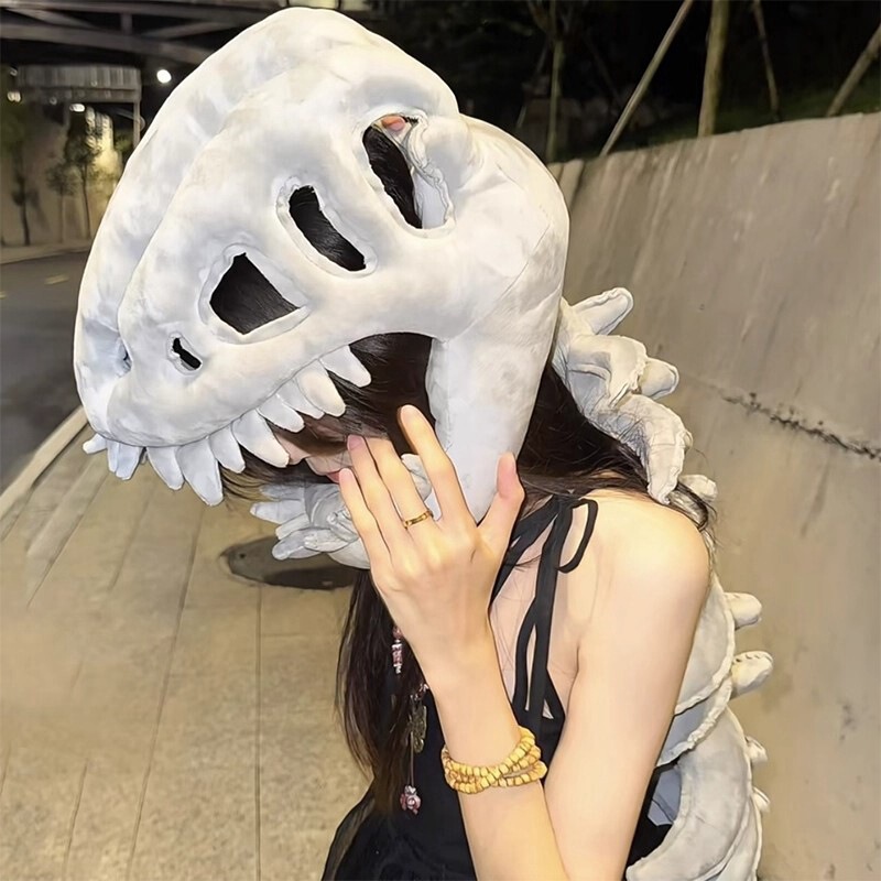 鹿晗同款中华恐龙骨架头套批发外骨骼衣服毛绒玩具侏罗纪搞怪恐龙|undefined