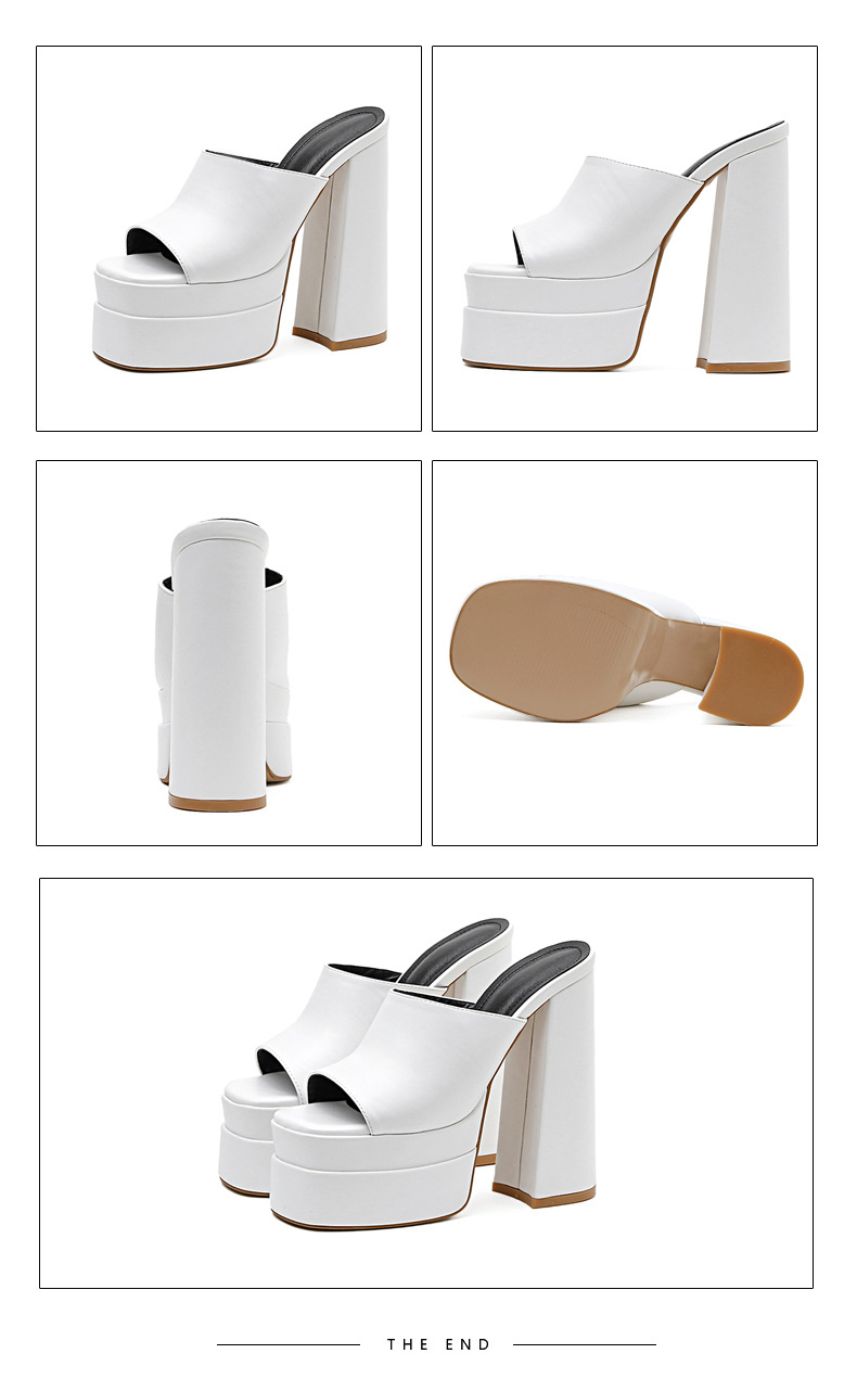 Sandal nữ quai chữ V gót thô đế bệt phong cách xuân hè — Màu đen chi tiết 11