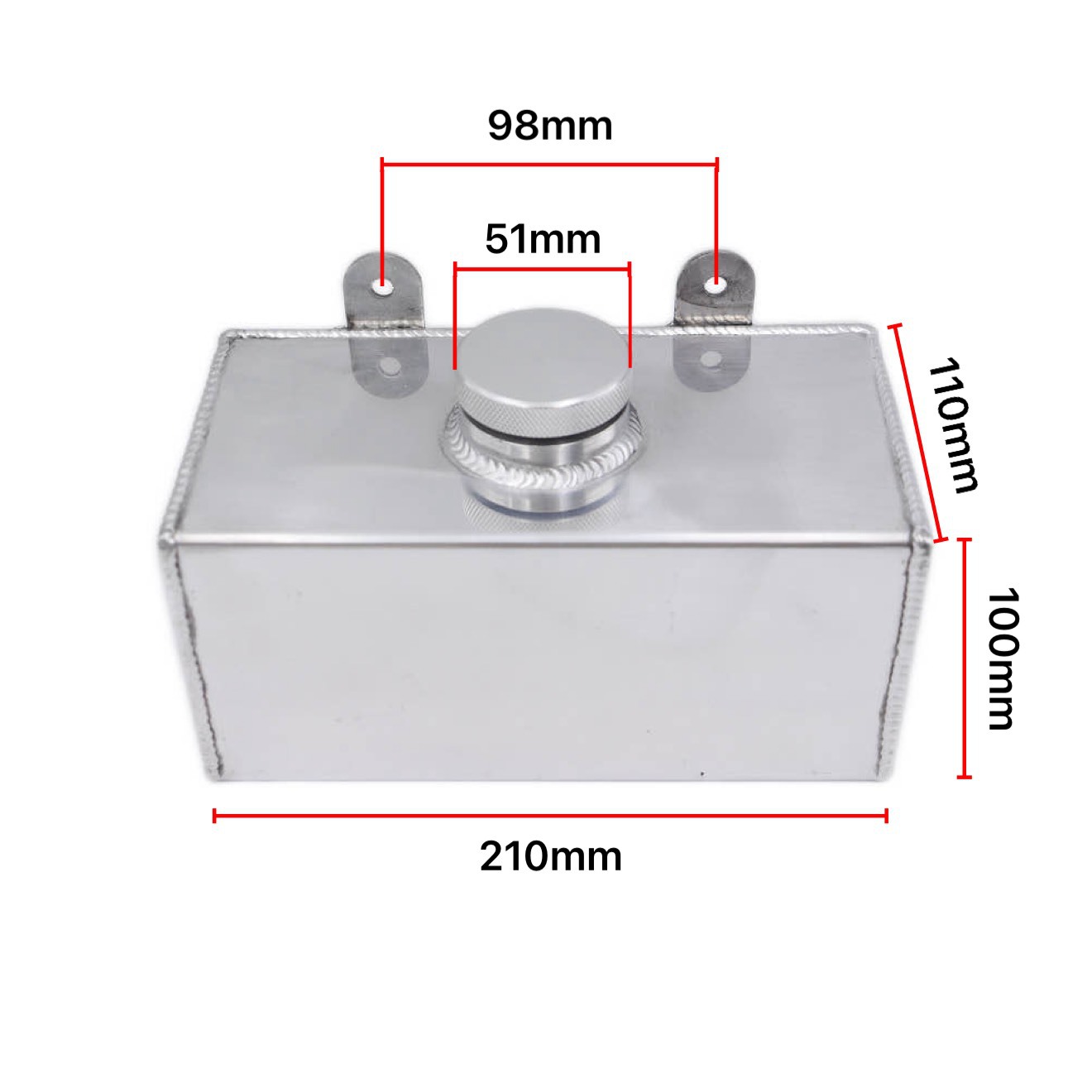 Cross-Border Automotive Parts Modified Auxiliary Water Tank, Aluminum Alloy Auxiliary Water Bottle, Water Tank Cooling and Ventilation Pot, Defoaming Pot, 2L